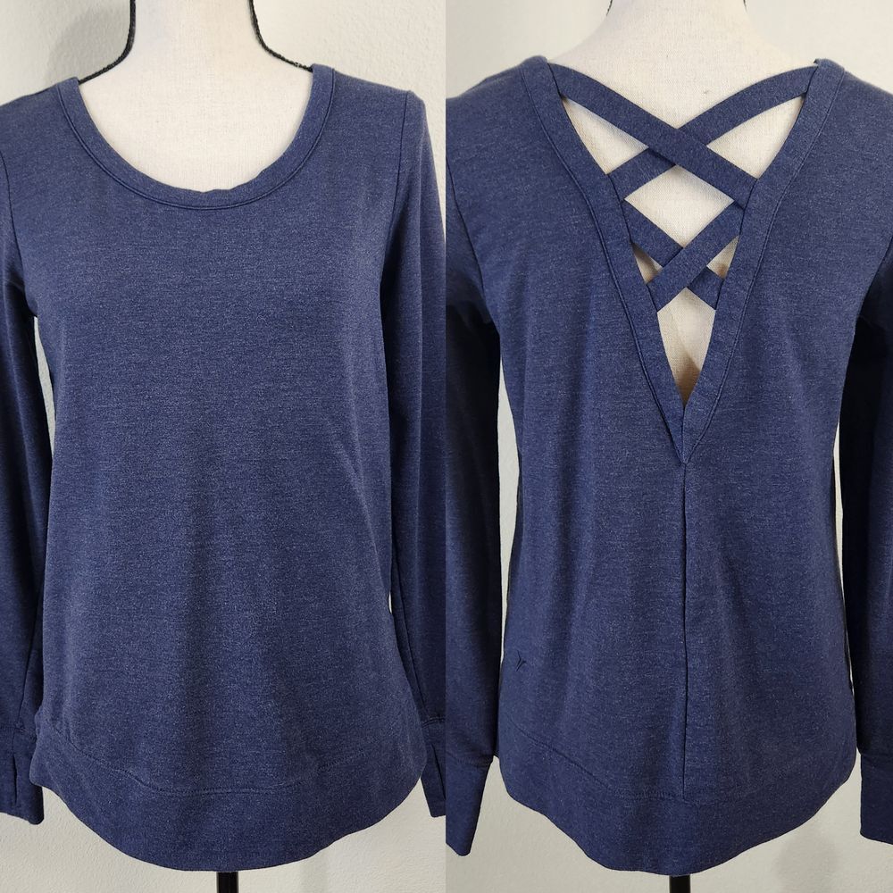 Old Navy Active Go Dry Womens Heathered Navy Blue XS Long Sleeve‎ Workout Shirt